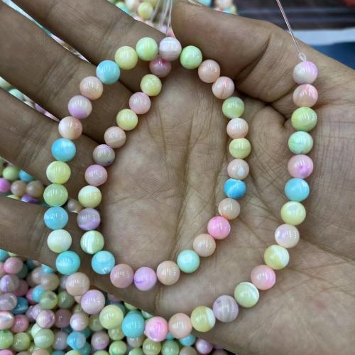 Natural Colored Shell Beads Trochus Round DIY multi-colored 7mm Approx Sold By Strand