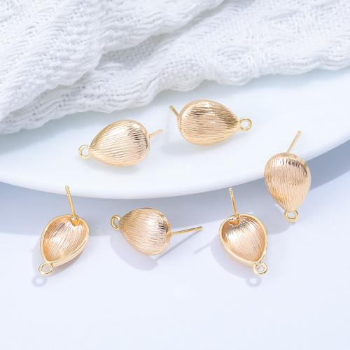 Brass Earring Stud Component Teardrop gold color plated DIY nickel lead & cadmium free Sold By Bag