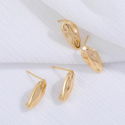 Brass Korvakorut Post, Messinki, Epäsäännöllinen, kullan väri kullattu, tee-se-itse, nikkeli, lyijy ja kadmium vapaa, 16.60x8mm, 10PC/laukku, Myymät laukku