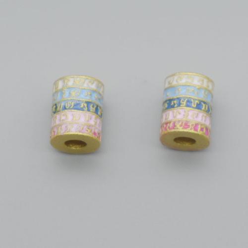 Zinc Alloy Jewelry Beads Column gold color plated DIY & enamel multi-colored Sold By PC