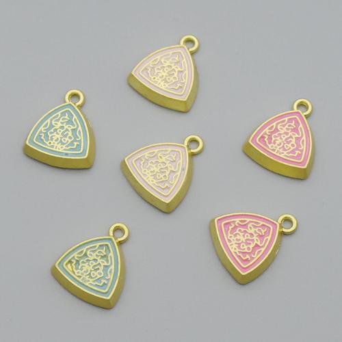 Zinc Alloy émail Pendants, alliage de zinc, triangle, Placage de couleur d'or, DIY, plus de couleurs à choisir, protéger l'environnement, sans nickel, plomb et cadmium, 12.60x15mm, Vendu par PC