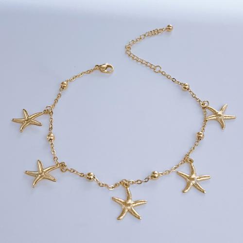 Stainless Steel Jewelry Bracelet 304 Stainless Steel Starfish plated for woman Sold By PC