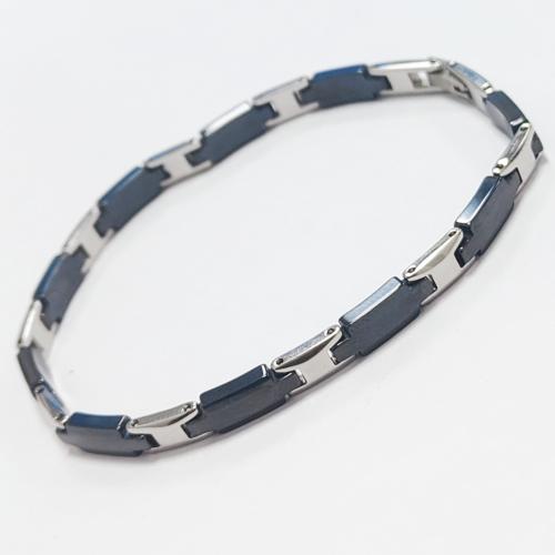 Titanium Steel Bracelet with Porcelain silver color plated for woman black Length 20.5 cm Sold By PC