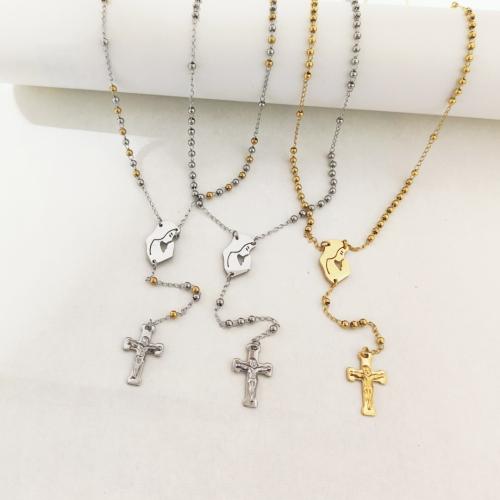 Stainless Steel Jewelry Necklace 304 Stainless Steel Cross plated for woman Sold By PC