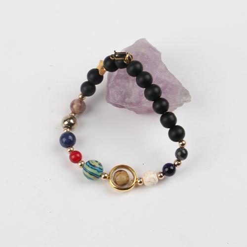 Gemstone Bracelets with Brass fashion jewelry & Unisex mixed colors 8mm Length 18.5 cm Sold By PC