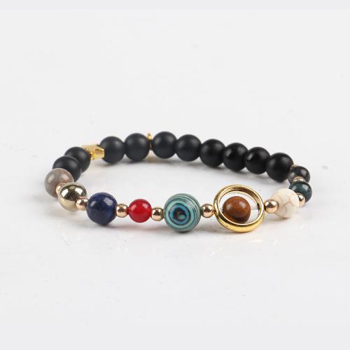 Gemstone Bracelets with Brass fashion jewelry & Unisex mixed colors 8mm Length 18.5 cm Sold By PC