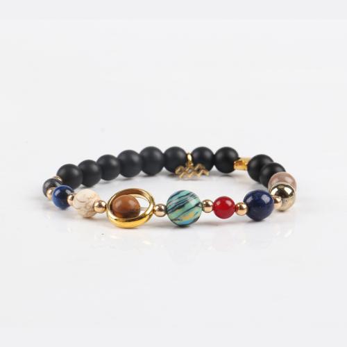 Gemstone Bracelets with Brass fashion jewelry & Unisex mixed colors 8mm Length 18.5 cm Sold By PC