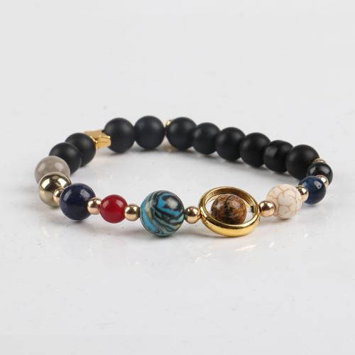 Gemstone Bracelets with Brass fashion jewelry & Unisex mixed colors 8mm Sold By PC