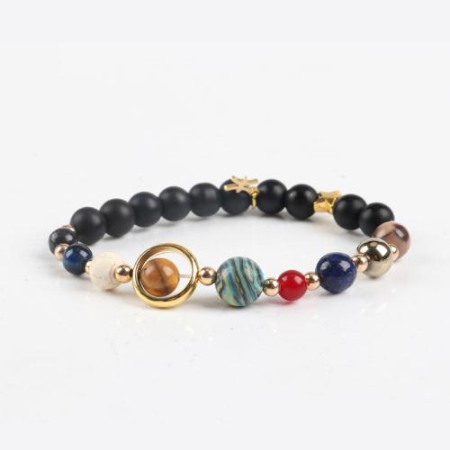 Gemstone Bracelets with Brass fashion jewelry & Unisex mixed colors 8mm Length 18.5 cm Sold By PC