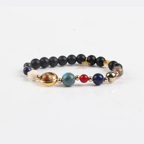 Edelsteen armbanden, met Messing, mode sieraden & uniseks, gemengde kleuren, 8mm, Lengte 18.5 cm, Verkocht door PC