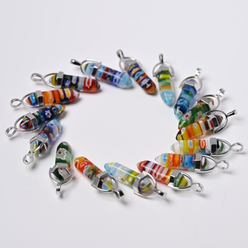 المعلقات Lampwork موضة, امبورك, مع سبائك الزنك, ديي, المزيد من الألوان للاختيار, 12x42mm, تباع بواسطة PC