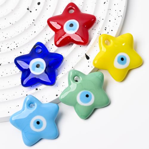 Evil Eye Hangers, Lampwork, Ster, DIY, meer kleuren voor de keuze, 40mm, Verkocht door PC