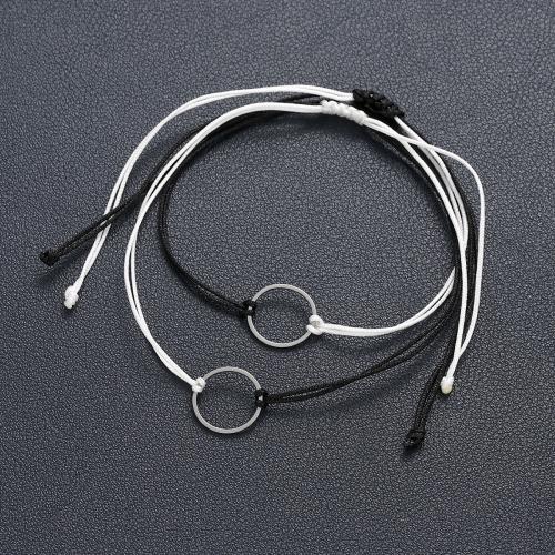 Fashion Bracelet & Bangle Jewelry 201 Stainless Steel with Knot Cord 2 pieces & fashion jewelry & Unisex mixed colors Sold By Set