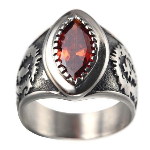 Cubic Zirconia rustfrit stål fingre Ringe, 304 rustfrit stål, med Cubic Zirconia, poleret, mode smykker & forskellig størrelse for valg & for mennesket, flere farver til valg, Solgt af PC