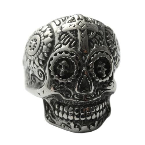 Rustfrit stål fingre Ringe, 316 Stainless Steel, Skull, poleret, mode smykker & forskellig størrelse for valg & for mennesket, sølv, Solgt af PC