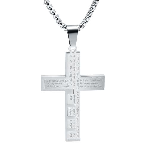 Titanium Steel Necklace Cross polished fashion jewelry & for woman original color Length 60 cm Sold By PC