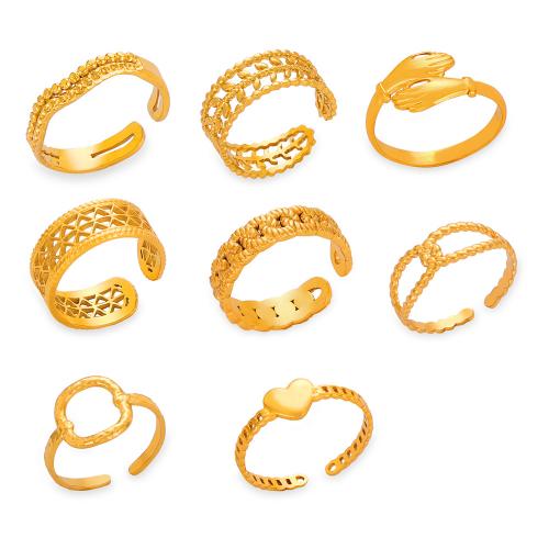 Titanium Steel Finger Ring plated fashion jewelry & for woman golden Sold By PC