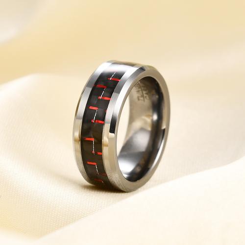 Tungsten stålring för män, Volfram stål, med Kolfiber, plated, mode smycken & olika storlek för val & för kvinna, fler färger för val, Säljs av PC