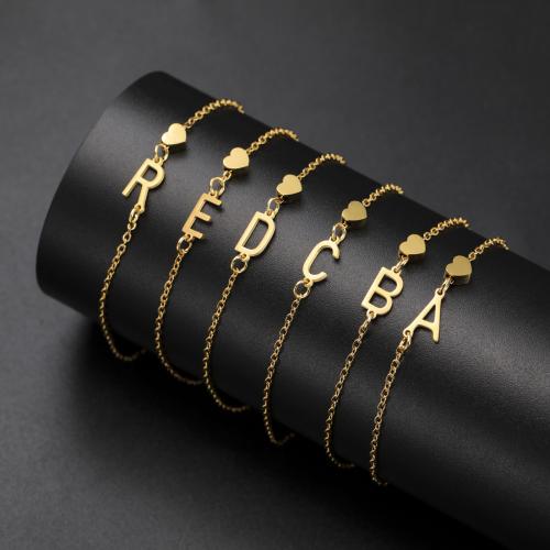 Bijoux bracelet en acier inoxydable, Acier inoxydable 304, lettres sont de A à Z & pour femme, plus de couleurs à choisir, 10PC/sac, Vendu par sac