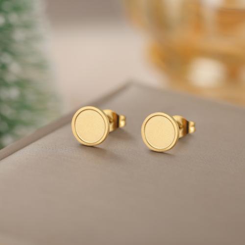 Stainless Steel Stud Earrings 304 Stainless Steel Vacuum Ion Plating for woman Sold By Bag