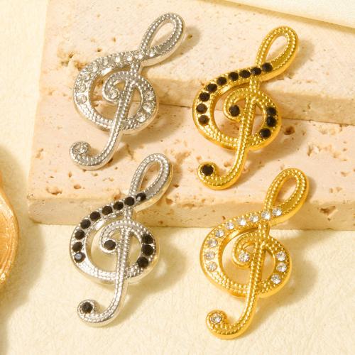 Stainless Steel Pendants 304 Stainless Steel Music Note Vacuum Ion Plating DIY & with rhinestone Sold By Bag