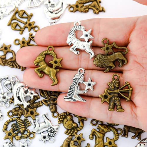 Zinc Alloy Pendants 12 Signs of the Zodiac plated 12 pieces & DIY Sold By Set