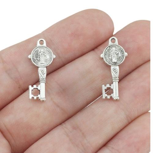 Zinc Alloy Key riipukset, Sinkkiseos, Avain, päällystetty, tee-se-itse, 24x10mm, 100PC/laukku, Myymät laukku