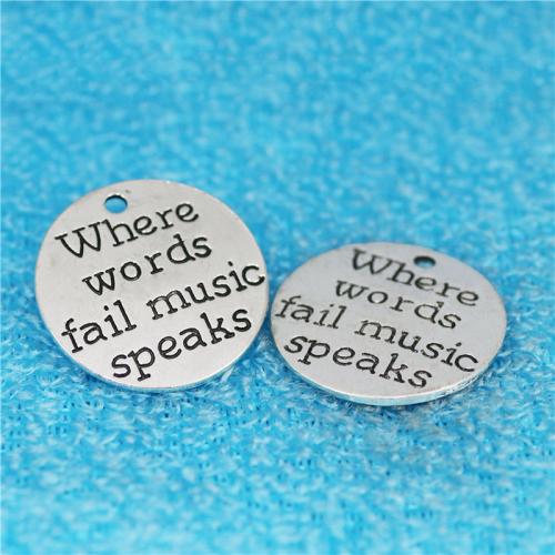 Zinc Alloy Tag Charm Round plated DIY 25mm Sold By Bag