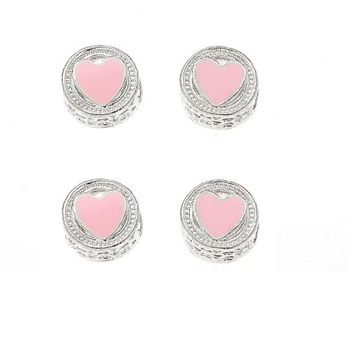 Zinklegering Heart Beads, Zinc Alloy, plated, DIY & glazuur, 50pC's/Bag, Verkocht door Bag