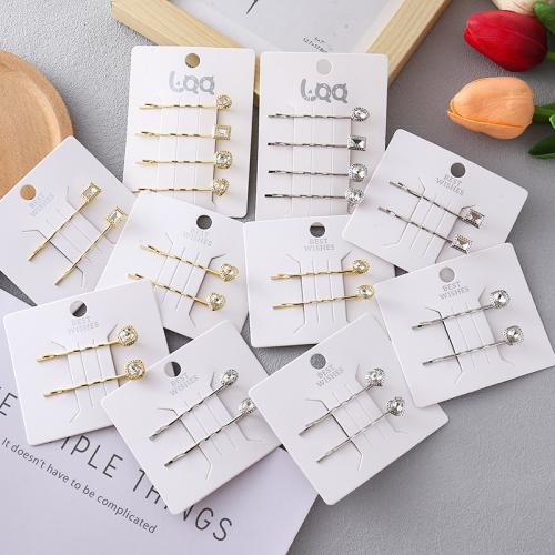 Zinc Alloy Hair Slide plated & for woman & with rhinestone Sold By Set