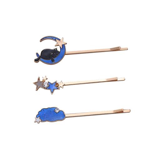 Zinc Alloy Hair Slide plated & for woman & enamel & with rhinestone 63mm Sold By Set