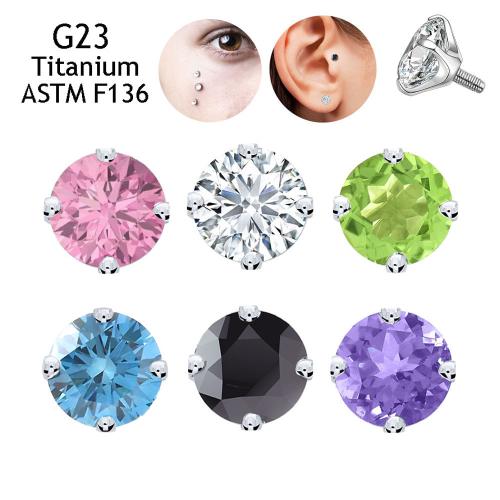 Titanium Alloy Body Piercing Jewelry Nail DIY & Unisex & micro pave cubic zirconia Sold By PC