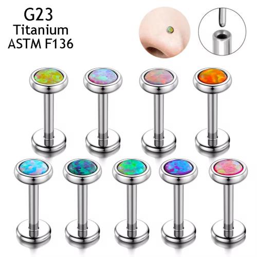 Titanium Alloy Nose Piercing Jewelry with Opal Unisex Sold By PC