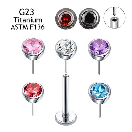 Alliage de titane Bijoux de Piercing de Nez, unisexe & normes différentes pour le choix & pavé de micro zircon, plus de couleurs à choisir, Vendu par PC