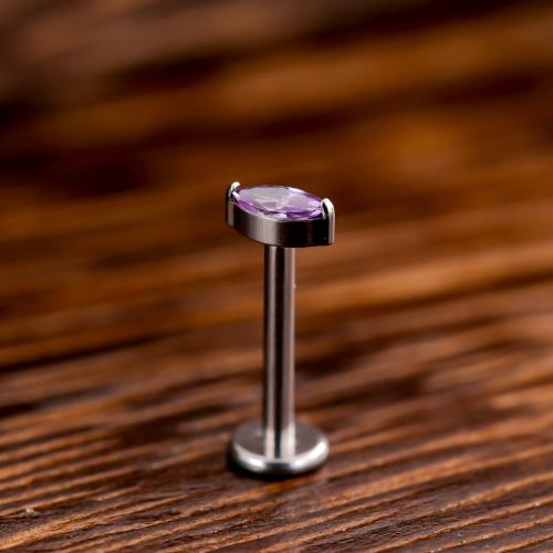 Titanium Alloy Lip Piercing Stud Horse Eye Unisex & micro pave cubic zirconia Sold By PC