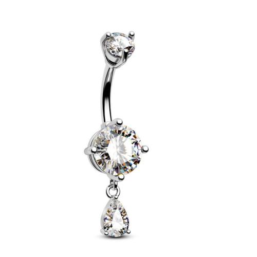 304 Stainless Steel Belly Ring Unisex & micro pave cubic zirconia belly ring length 30-50mm Sold By PC