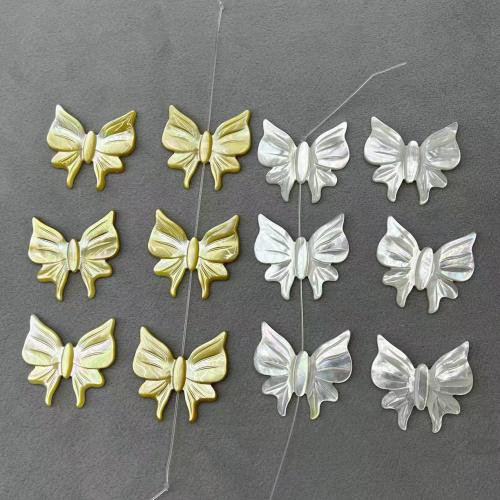 Natural Seashell Beads White Lip Shell with Yellow Lip Shell Butterfly DIY Sold By PC