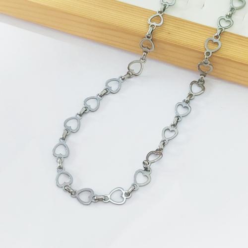 Stainless Steel Chain Necklace 304 Stainless Steel silver color plated for woman Sold By PC