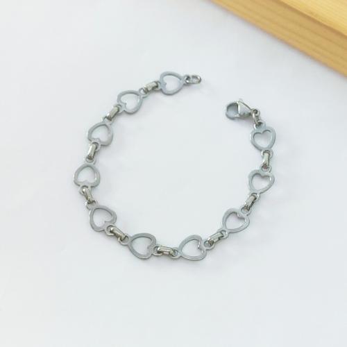 Stainless Steel Jewelry Bracelet 304 Stainless Steel Heart silver color plated for woman Sold By PC