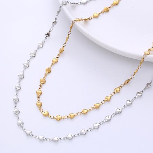 Ketting van edelstaal ketting, 304 roestvrij staal, Hart, plated, voor vrouw, meer kleuren voor de keuze, Verkocht door PC