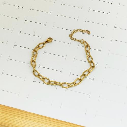 Bracciale gioielli in acciaio inossidabile, 304 acciaio inox, placcato color oro, per la donna, Venduto da PC