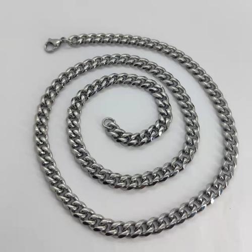 Stainless Steel Chain Necklace 304 Stainless Steel silver color plated DIY Sold By PC