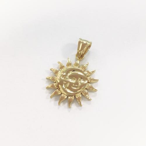 Edelstahl Schmuck Anhänger, 304 Edelstahl, Sonne, goldfarben plattiert, DIY, 25x29mm, verkauft von PC