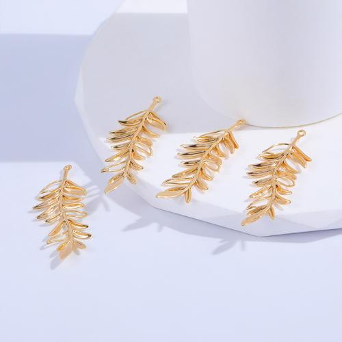 Brass Jewelry Pendants Leaf gold color plated DIY golden nickel lead & cadmium free Sold By Bag