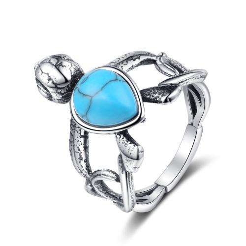 Stainless Steel Finger Ring 304 Stainless Steel with turquoise Antique finish & for man & hollow original color Sold By PC