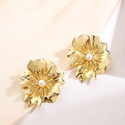 Zinc Alloy Stud Earring plated fashion jewelry & for woman golden Sold By Pair