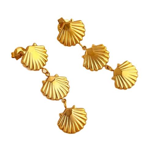 Cruach dhosmálta Buail Earring, 304 Cruach dhosmálta, Shell, plátáilte, jewelry faisin & do bhean, órga, Díolta De réir Péire