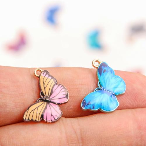 Zinc Alloy Enamel Pendants Butterfly plated DIY Sold By Bag