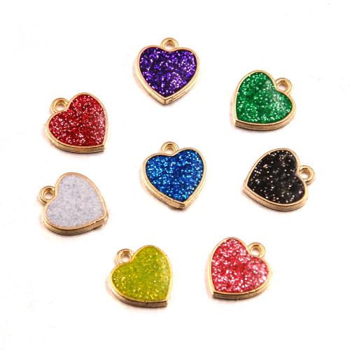 Zinc Alloy Enamel Pendants Heart plated DIY & glitter Sold By Bag