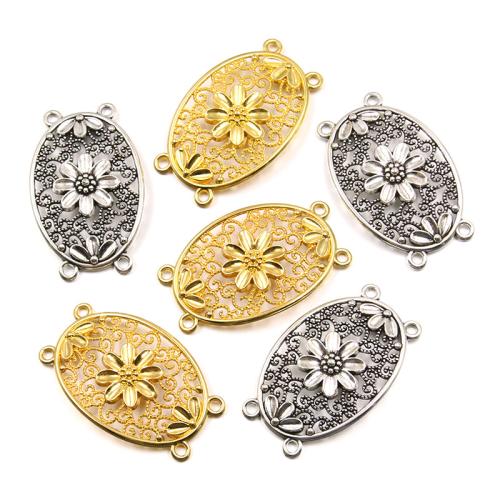 Flower Zinc Alloy Connector plated DIY & 2/2 loop Sold By Bag